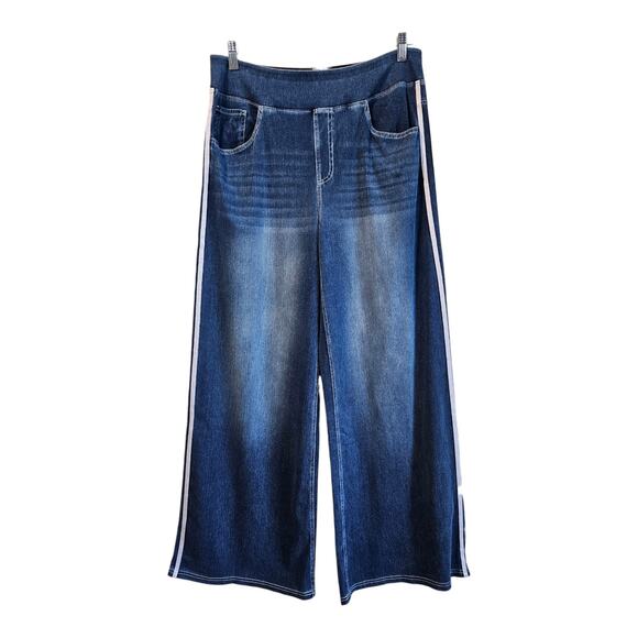 HALARA Women's XL Flex Jeans Blue Wide Leg Striped High Waist 32 x 42 NEW $69.99 - Picture 2 of 10